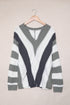 Striped Colorblock V Neck Knitted Sweater